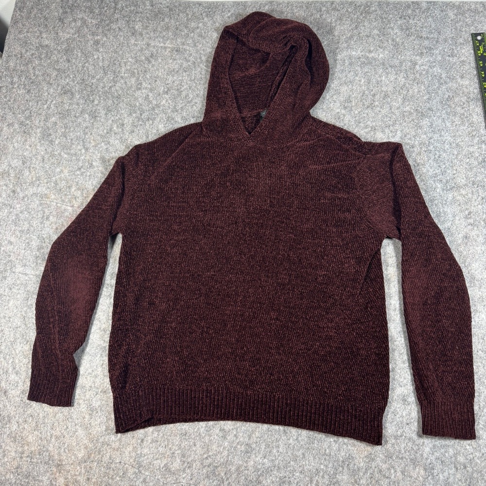 MAGASCHONI MAN Men's Small Burgundy Knit Pullover Hoodie Long Sleeve Casual